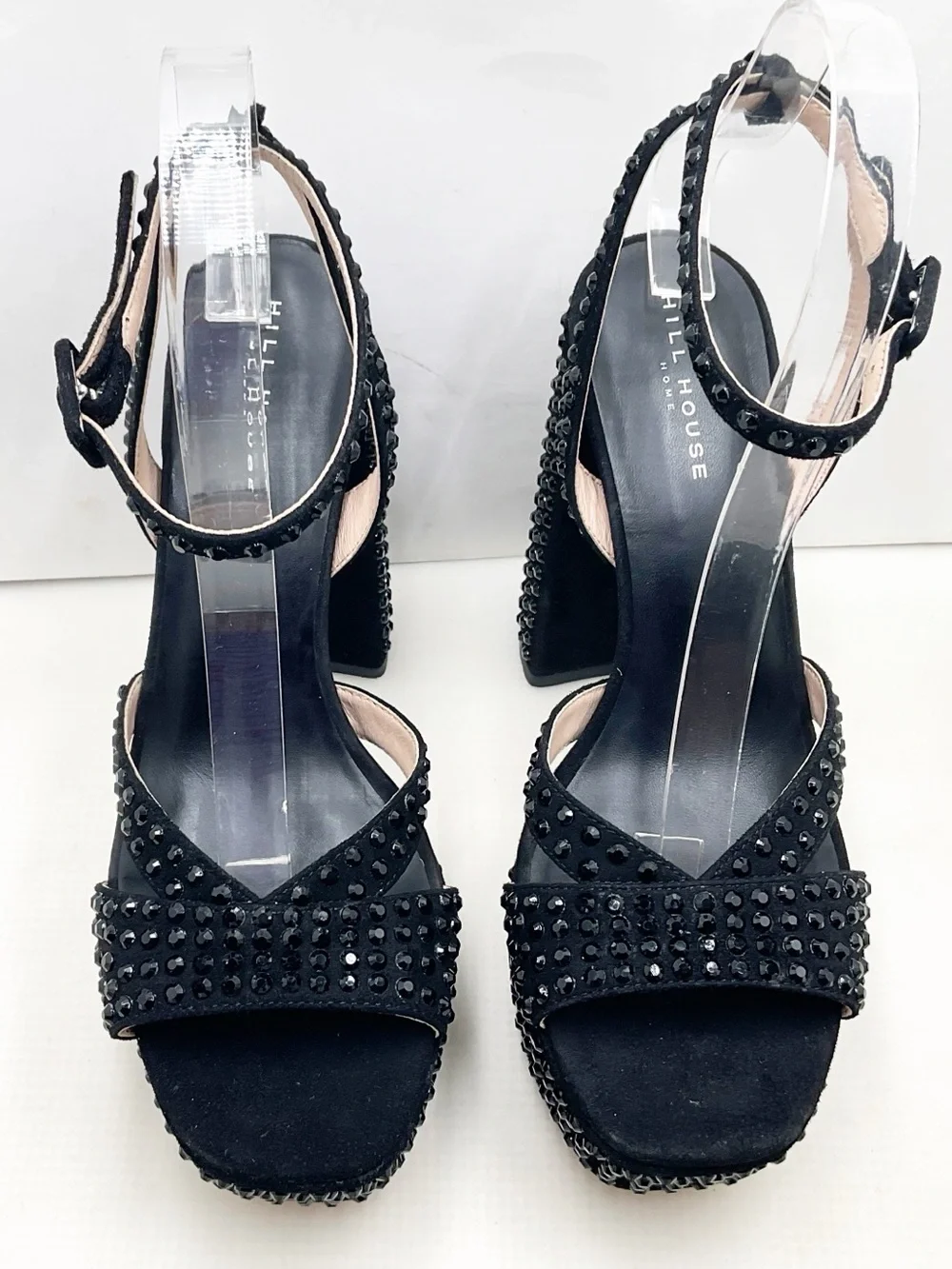 {Hill House Home} Rhinestone Studded Ankle Strap Party Platform Heels